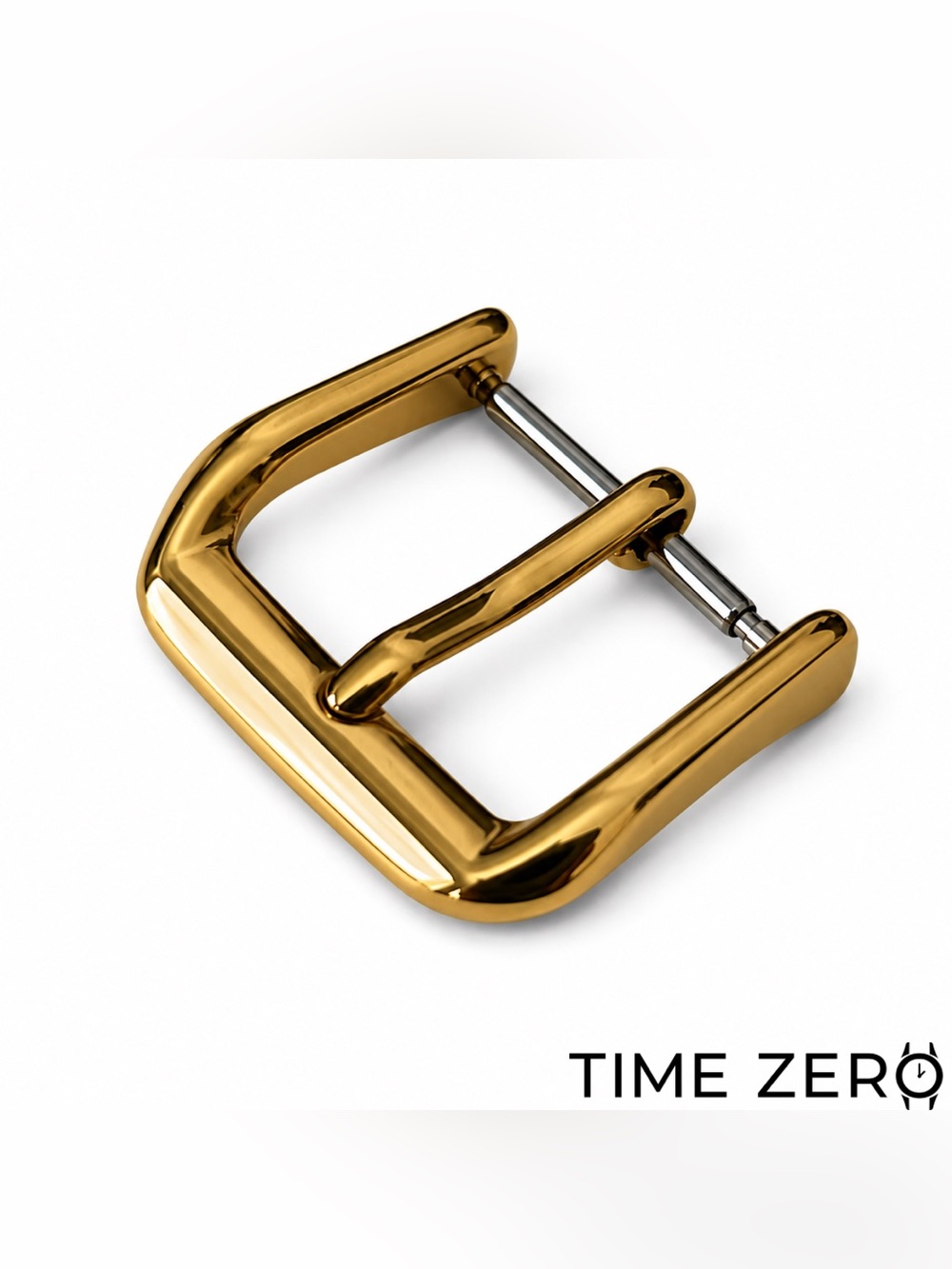 Gold Polished Steel Replacement Watch Buckle for Time Zero Leather Strap Band